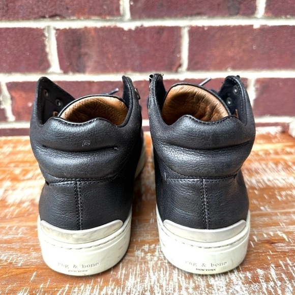 Rag & Bone Kent Black Leather High Top Sneakers - Picture 5 of 9